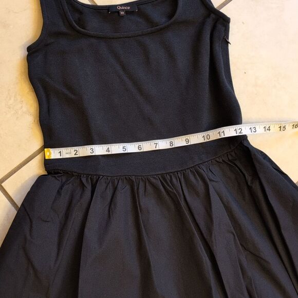 NWOT Quince Cotton Mixed Media Tank Dress Black Midi XS - Picture 9 of 14